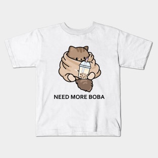 Cozy Kitten Needs More Boba! Kids T-Shirt